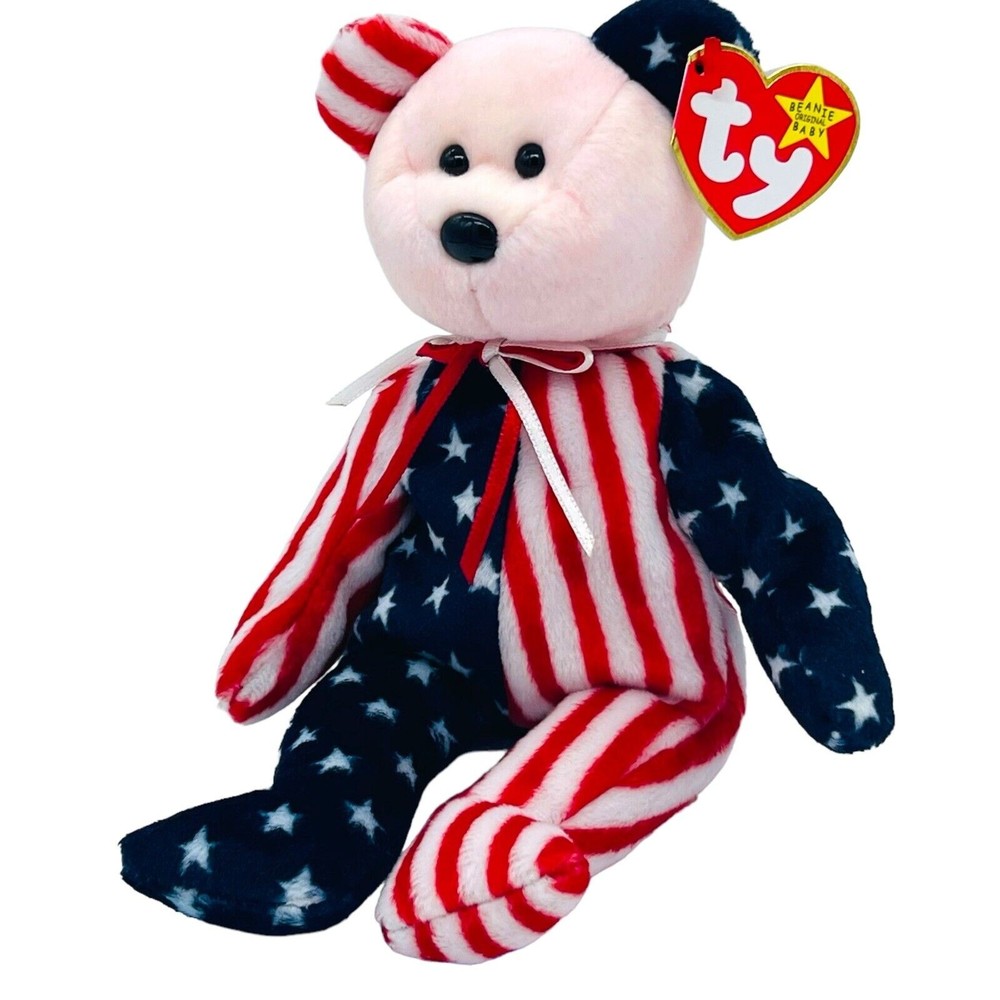 TY Beanie Babies Baby 1999 Pink Face SPANGLE the American Bear RETIRED